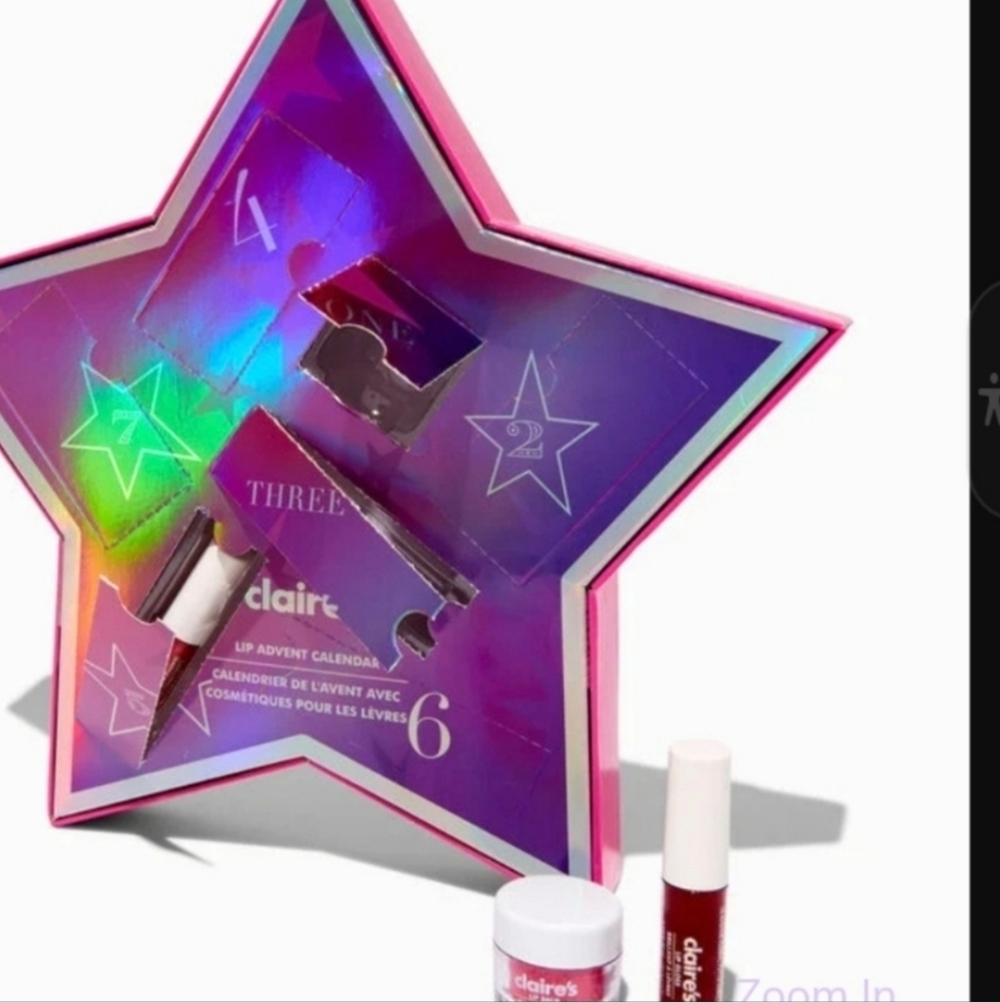Nwt 7 days of Lips Advent Calendar STAR Holiday Lip Pack Claires Club Makeup